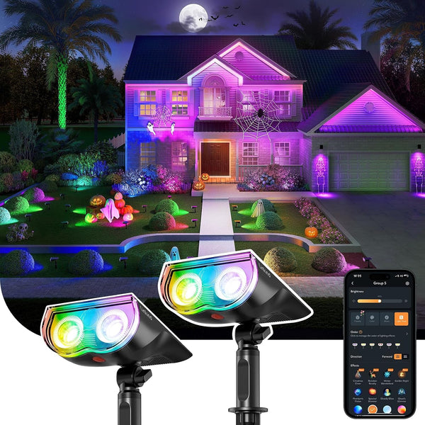 Smart Solar Spot Lights Outdoor SL5C, IP67 Halloween Lights Outdoor1