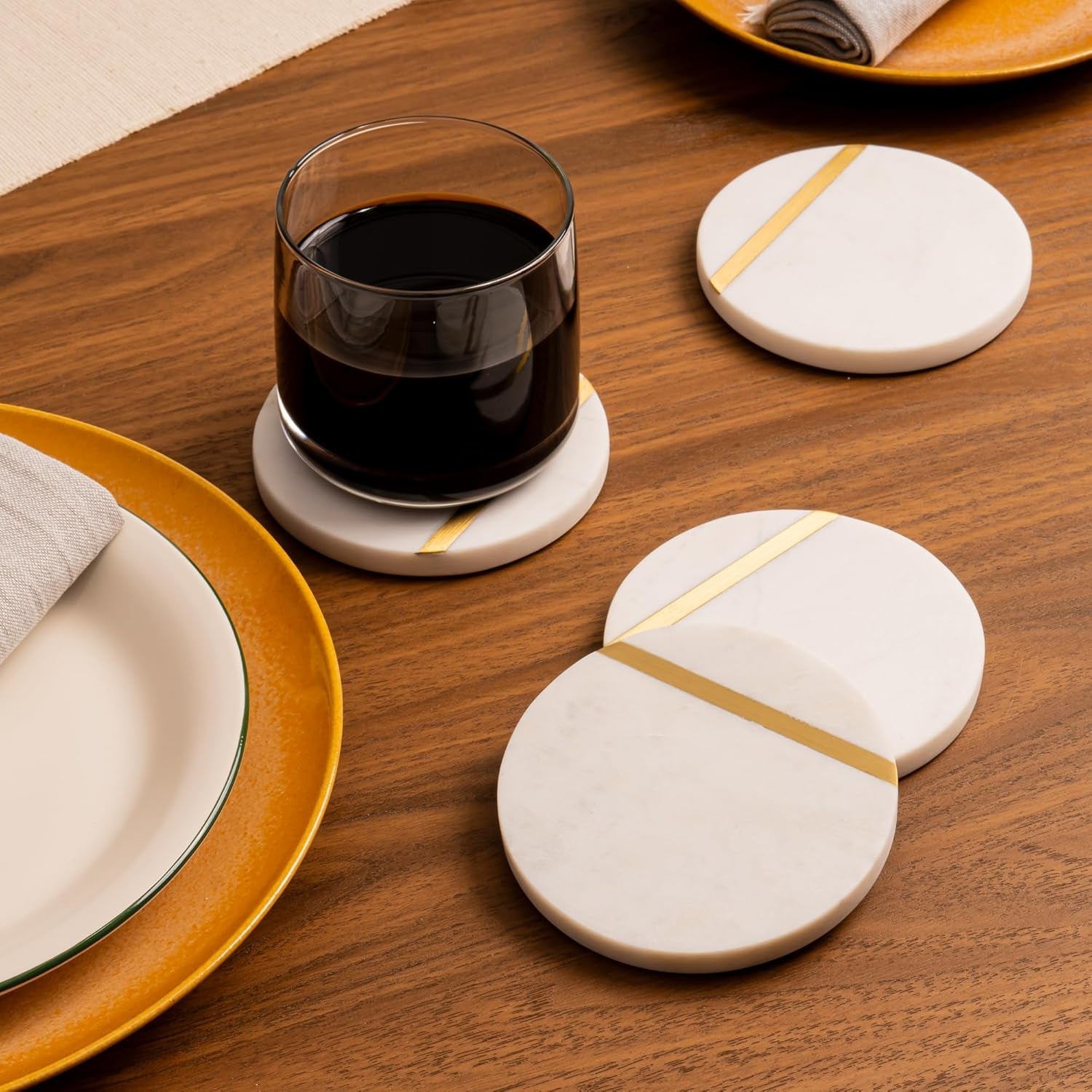 marble-coasters-with-gold-brass-inlay-white-set-of-6-real-natural-semi-absorbent-stone-modern-luxury-decor-for-coffee-table-office-desk-or-bar-cart