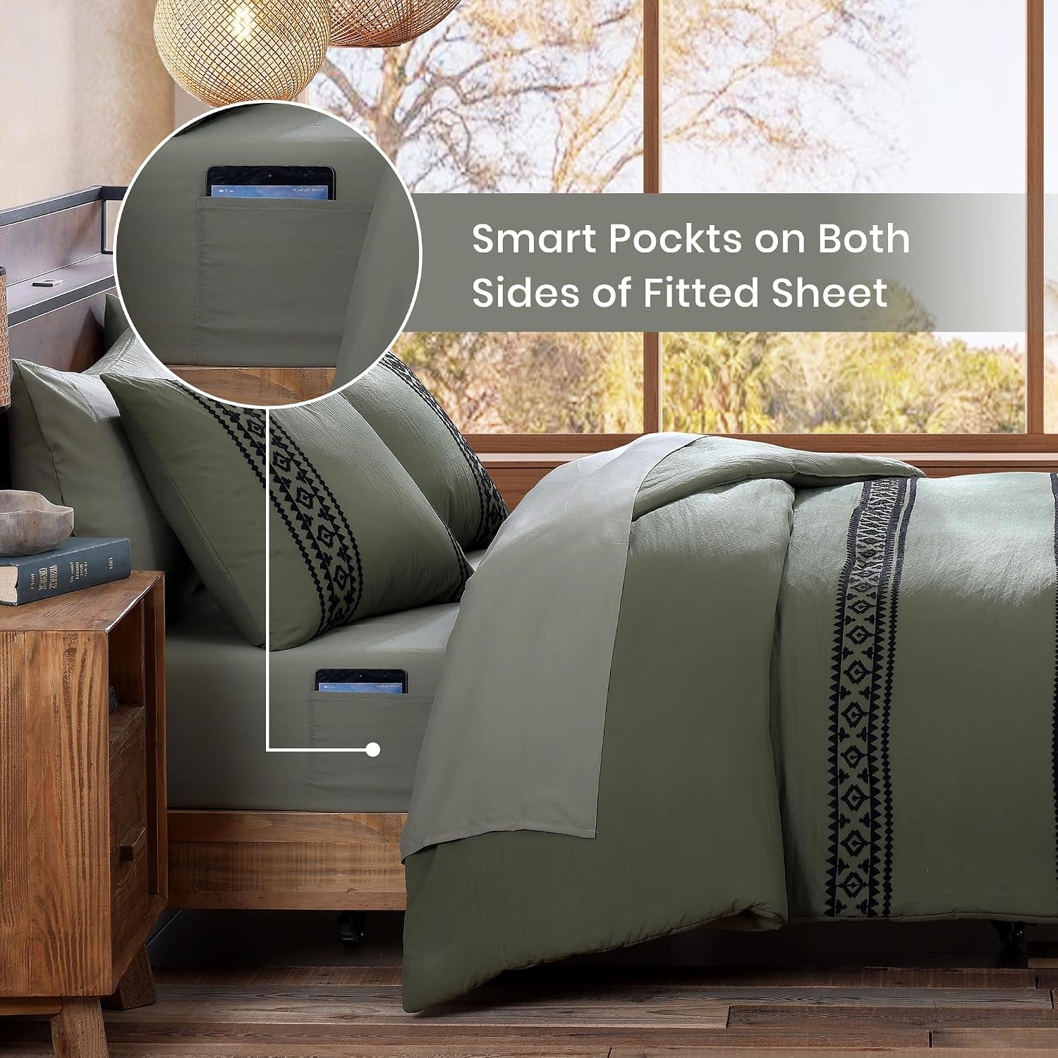 embroidery-queen-comforter-set-7-pieces-olive-green-bed-in-a-bag
