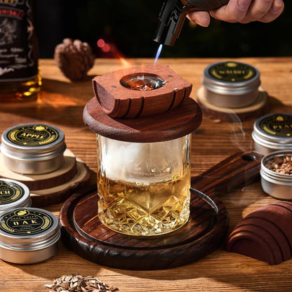 Whiskey Smoker Kit with Torch - 6 Flavors Wood Chips, 2 Glasses, 2 Ice Ball Molds - Cocktail Smoker Infuser Kit, Old Fashioned Drink Smoker Kit, Birthday Bourbon Whiskey Gifts for Men,Dad(No Butane)2