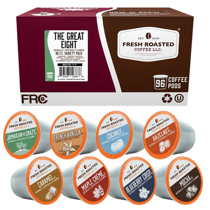 , the Great Eight, Flavored Coffee Pod Variety Pack Flavored K-Cup Pods for Keurig Brewers, Medium Roast, Kosher, 96 Count Loose Pack1