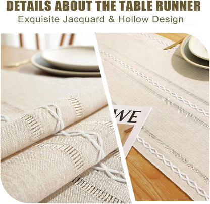 Rustic Linen Table Runner, Ivory Table Runners 36 Inches Long4