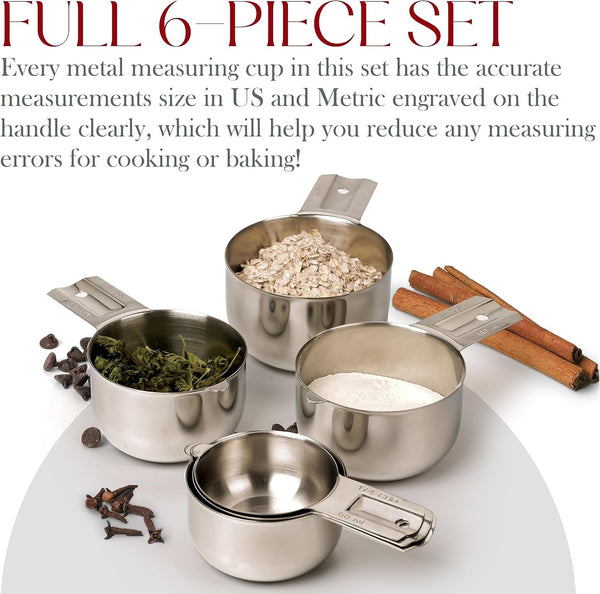 Stainless Steel Measuring Cups Set of 6, Nesting Design6