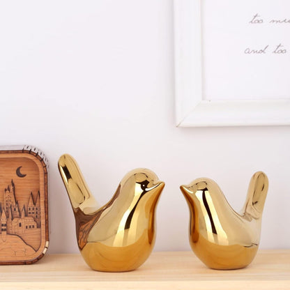 2 Pcs Gold Decor Accents,Small Animal Statues,Modern Home Decorative, Birds Sculpture, Ornaments for Shelf, Bookshelf, Coffee Table,Knick Knacks Home Decor for Shelves(Gold Bird)5