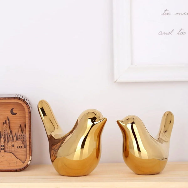 2 Pcs Gold Decor Accents,Small Animal Statues,Modern Home Decorative, Birds Sculpture, Ornaments for Shelf, Bookshelf, Coffee Table,Knick Knacks Home Decor for Shelves(Gold Bird)5