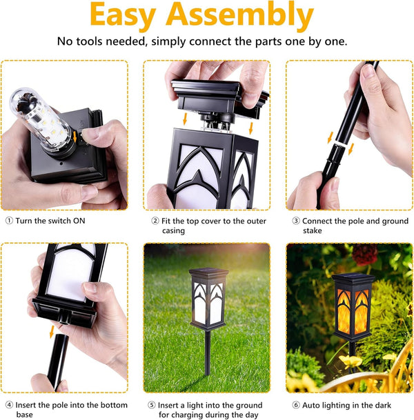 Solar Lights Outdoor, 6 Pack Solar Torch Light with Flickering Flame4