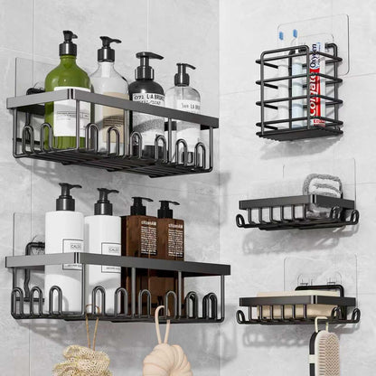 5-Pack Adhesive Shower Caddy for Bathroom & Home Decor Black1