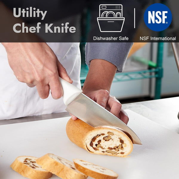 6-Inch Commercial-Grade Chef'S Knife, NSF Listed, Ergonomic, Non-Slip White Handle, High Carbon 420 Stainless Steel Forged Blade Straight Edge, Dishwasher Safe, Rust Proof2