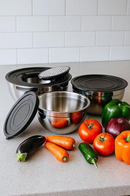 Stainless Steel 9-Piece Mixing Bowl Set, Black9