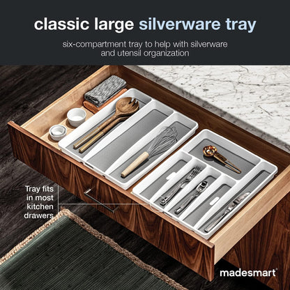 Classic 6 Compartment Silverware Tray, White2