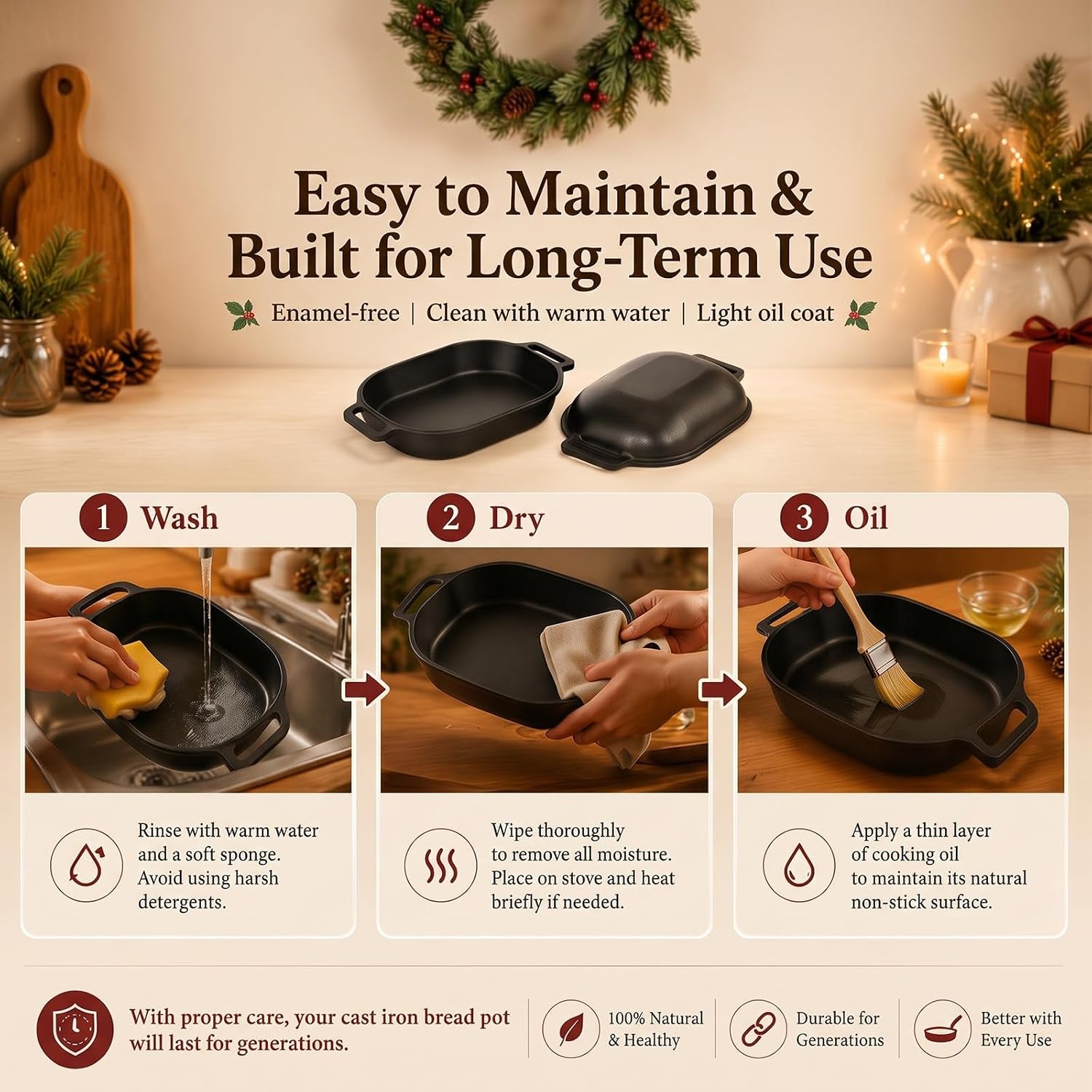 16x10-oval-cast-iron-dutch-oven-for-bread-baking-bread-loaf-pan-with-sourdough-bread-making-kit-pre-seasoned-bread-dutch-oven-with-lid-9-5qt-13-lbs-heavy-duty-homemade-breadmaking