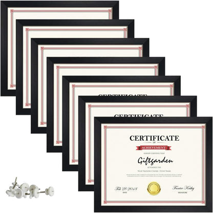 8.5X11 Certificate Frame Set of 7, 8.5 by 11 Picture Diploma Document Frames for Wall or Tabletop Display, Black1