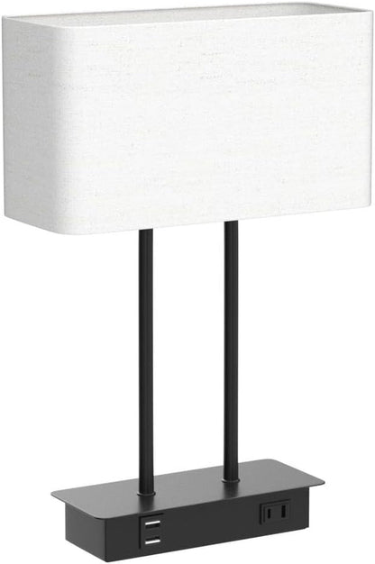 Bedside Touch Control 3 Way Dimmable Table Lamp with Cream Fabric Shade | Dual USB Charging Ports 1 AC Outlet, Modern Nightstand Lamp, Desk Lamp for Bedroom Living Room Office with 5000K LED Bulb4