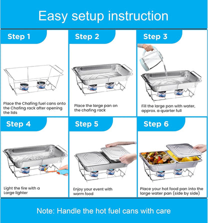 Disposable Chafing Dish Buffet Set, Food Warmers for Parties, Complete 33 Pcs of Chafing Servers with Covers, Catering Supplies with Full-Size Pans (9X13), Warming Trays for Food with Utensils & Lids3