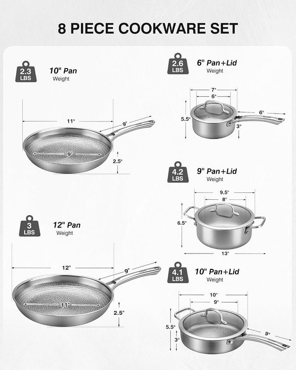 Titanium Cookware Set, 8-Piece Pots and Pans Set, Non-Stick with Lid, Pfas/Pfoa/Ptfe-Free, Dishwasher & Oven Safe, Compatible with Gas & Induction Cooktops2