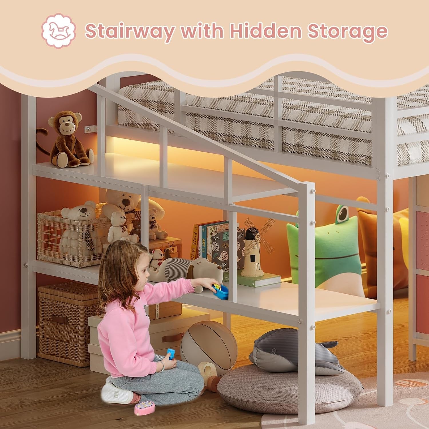 low-loft-bed-full-size-with-9-storage-drawers-and-led-lights-metal-full-size-loft-bed-with-stairway-shelf-storage-low-loft-bed-with-safety-guardrail-and-under-bed-hideaway-for-kids-white