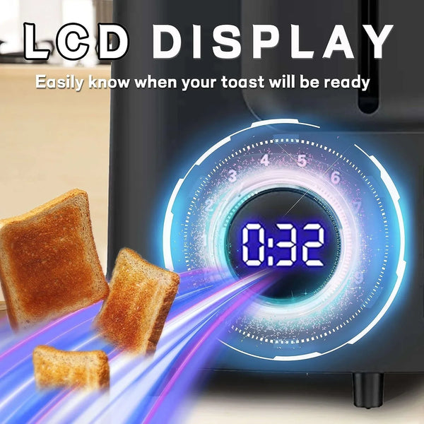 Toaster 2 Slice Wide Slot Toaster Best Rated Prime Display Smart Toasters with LCD Digital Countdown Timer and Bagel/Defrost/Cancel/Reheat Function2
