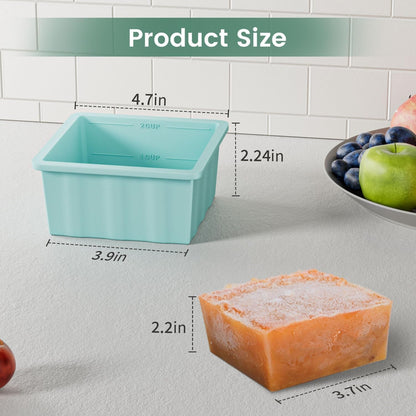 Silicone Freezer Tray for Soup Ice Cubes: 2-Cup Freezing Trays with Lid for Meal Prep - 4Pack Silicon Soup Portion Freeze Tray Make Stock Souped Ice Cube6