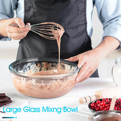 6 QT Large Glass Mixing Bowl, Clear Big Salad Bowl for Kitchen7
