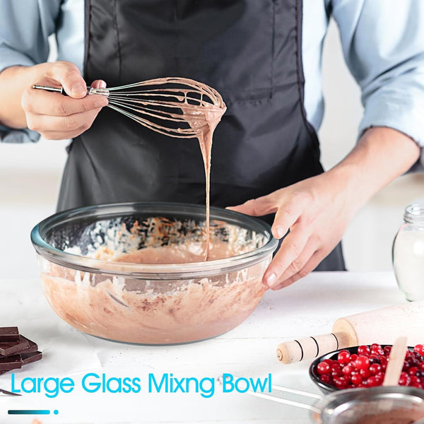 6 QT Large Glass Mixing Bowl, Clear Big Salad Bowl for Kitchen7