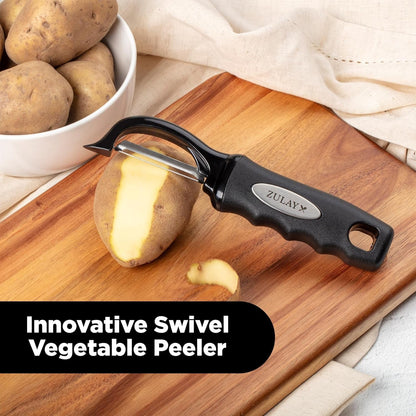 Premium Vegetable Peeler for Kitchen - Swivel Peeler with Razor Sharp Stainless Steel Blades & Strong Ergonomic Handle - Dishwasher Safe, Easy to Use with Blemish Remover - Black7