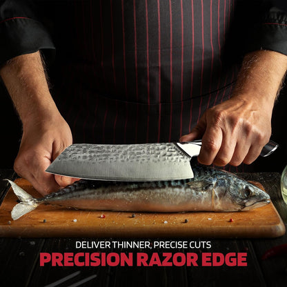 Santoku Knife 7 Inch – VG10 Super Sharp Vegetable Knife – Ergonomic Full Tang Chopping Knife with Pakkawood Handle – Japanese-Style Santoku Sharp Knives for Kitchen6