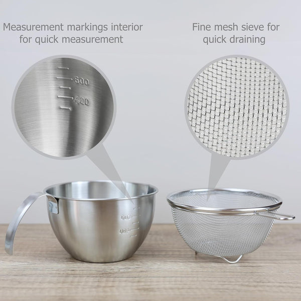 Stainless Steel Mixing Bowls with Colander Strainers, 1000Ml/1-Quart6