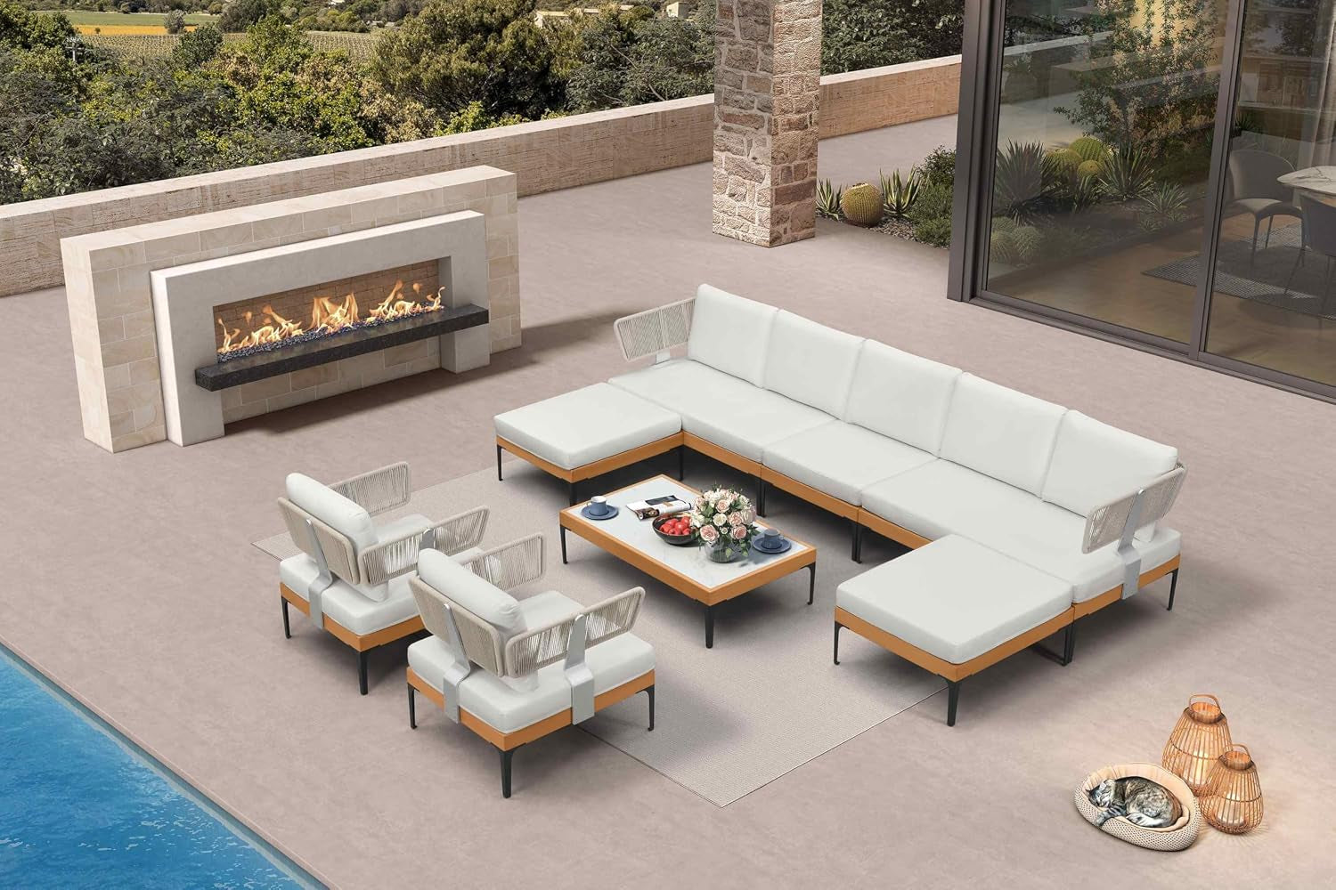 10-pieces-patio-conversation-sets-with-chairs-ottomans-white