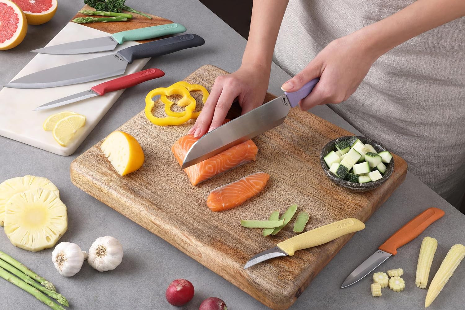 classic-6-piece-knife-set-chef-santoku-utility-paring-serrated-peeling-knives-stainless-steel-15-hollow-ground-blades-ergonomic-wheat-straw-handles