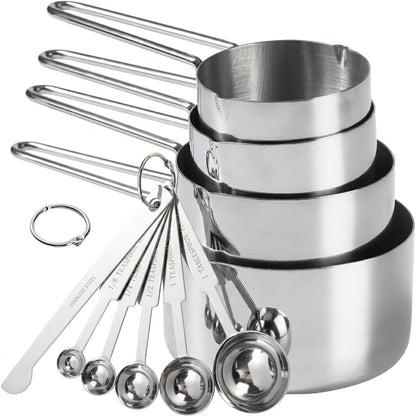 10-Piece Stainless Steel Measuring Cups and Spoons Set for Home Baking Essentials, Dishwasher Safe Kitchen Tools1