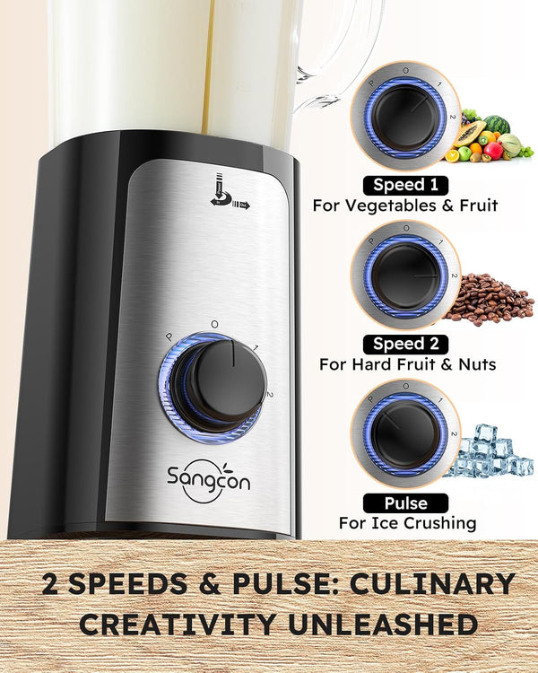 Blenders for Kitchen, 5-In-1 Food Processor Combo for Smoothies Set | Bpa-Free 47Oz Pitcher, 2.5-Cup Bowl, 18/11Oz Cups, 3 Blades; Housewives Prep Shakes, Meat, Sauces, Salsa, Coffee, Dry Spices7