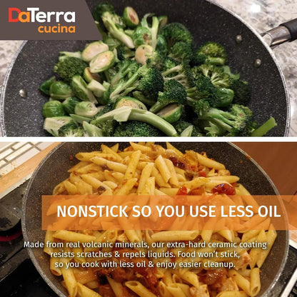 '- Nonstick Ceramic Wok with Lid - Oven & Induction Safe, 13" | Italian Crafted Cookware, PTFE, PFOA Free, Tempered Glass Lid, Oven Safe up to 450°F, Even Heat Distribution, Easy Cleanup6