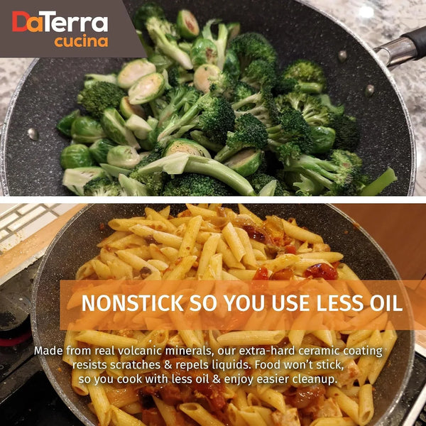 '- Nonstick Ceramic Wok with Lid - Oven & Induction Safe, 13" | Italian Crafted Cookware, PTFE, PFOA Free, Tempered Glass Lid, Oven Safe up to 450°F, Even Heat Distribution, Easy Cleanup6