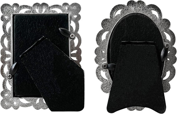 Vintage Silver Mini Frame Set/Set of 2 / 2X3 in | for Tabletop Display | Perfect for Home Decor, Xmas, Wedding, Graduation, or Milestone Photos W/Gift Box9