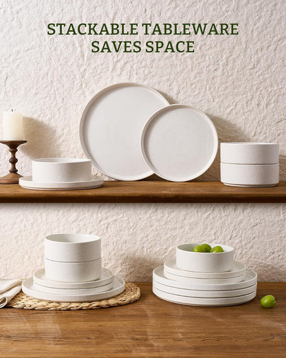 Nebula 24-Piece Dinnerware Set, Matte Beige White5