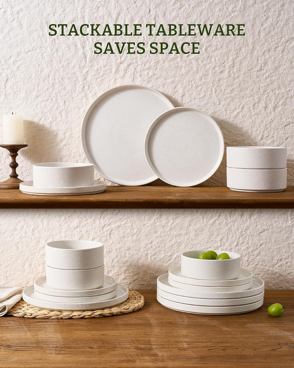Nebula 24-Piece Dinnerware Set, Matte Beige White5