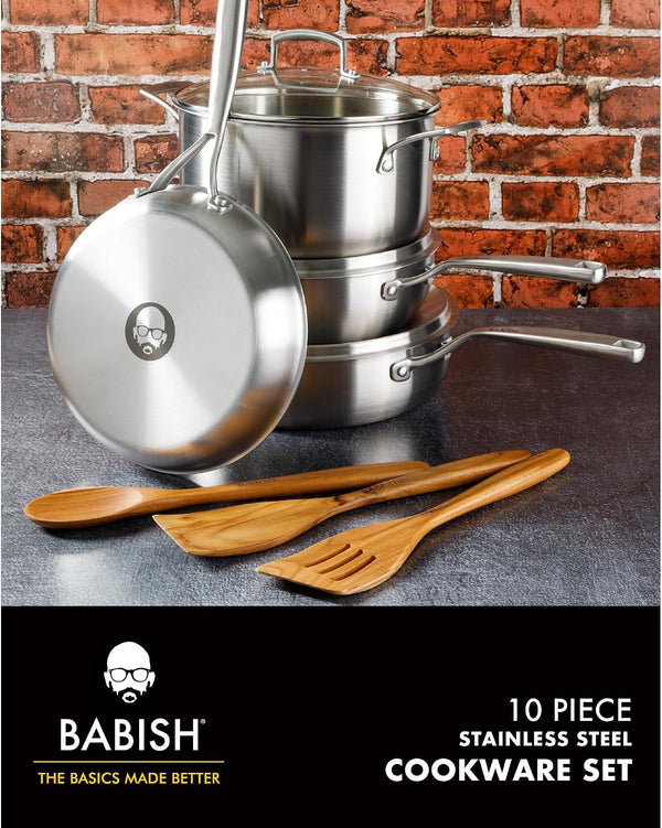 10-Piece Professional Tri-Ply Non-Toxic Pots and Pans Cookware Set – Durable, Even Heat Distribution for Cooking and Baking2