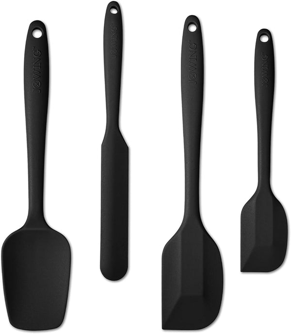 4-Piece Silicone Spatula Set with Stainless Steel Core, Black1