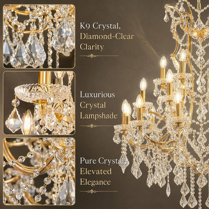 Crystal Candle Chandelier for High Ceilings,Maria Theresa Staircase Light4