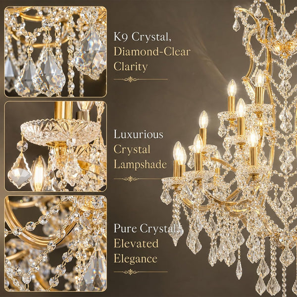 Crystal Candle Chandelier for High Ceilings,Maria Theresa Staircase Light4