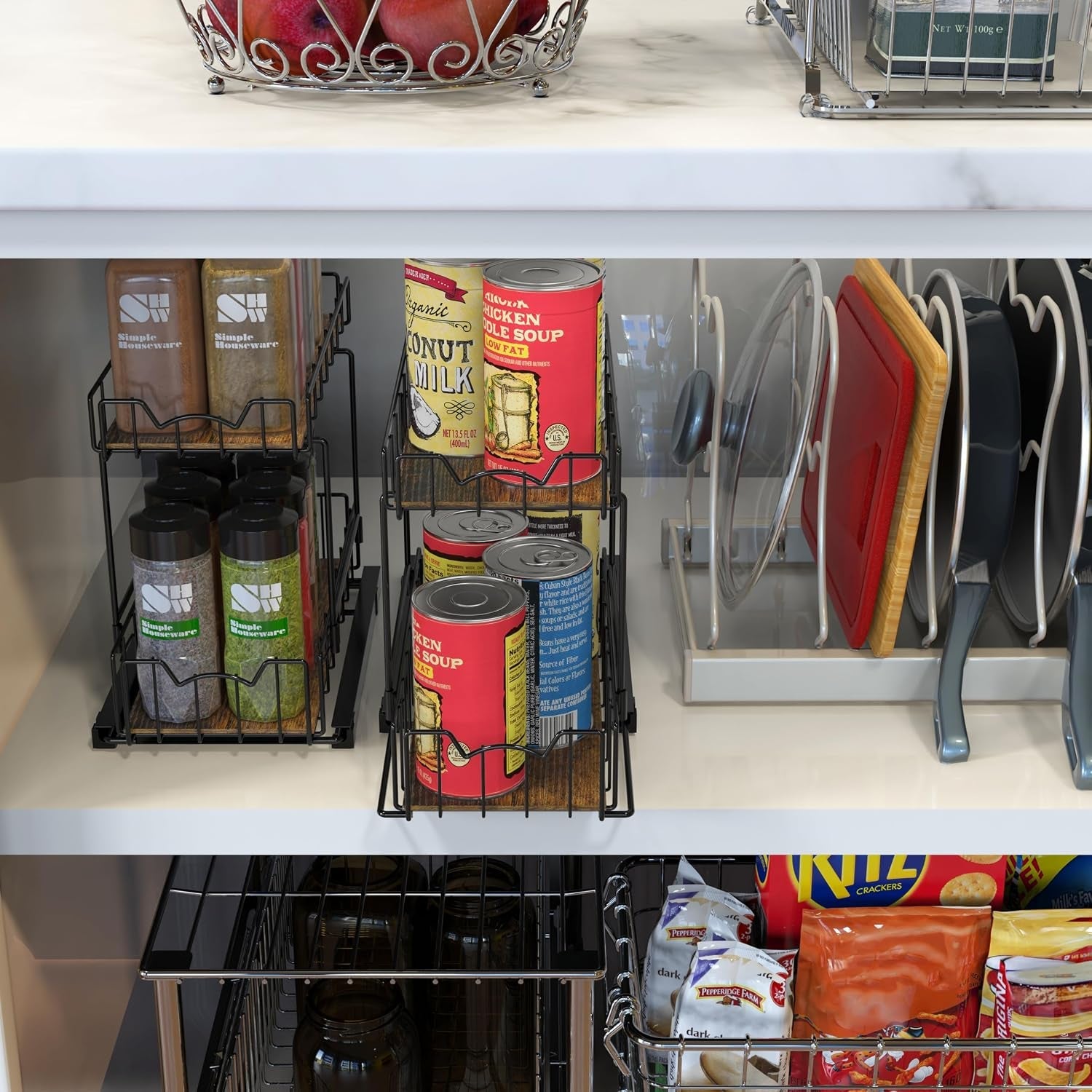 2-tier-spice-rack-slide-out-wire-basket-drawer-black