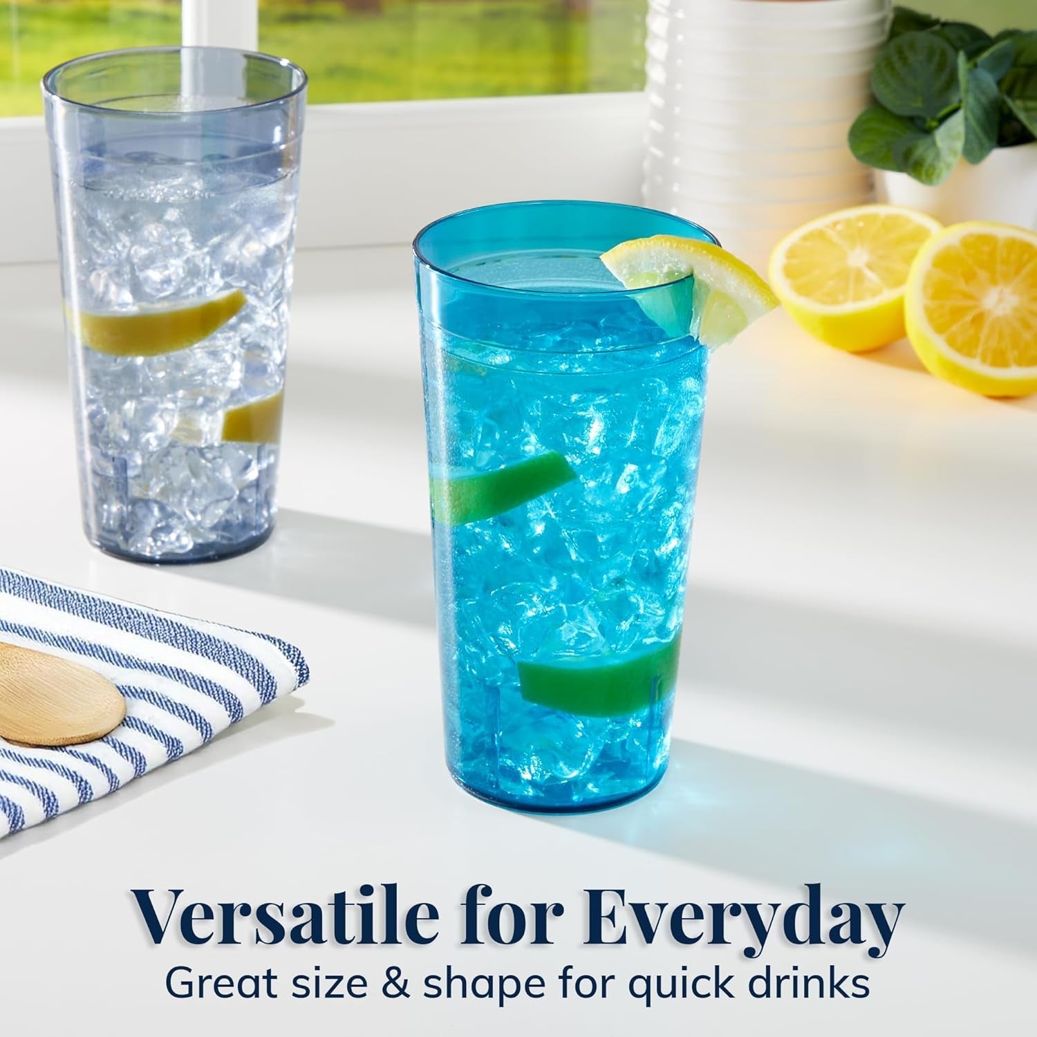 cafe-plastic-reusable-tumblers-set-of-16-20-ounce-water-cups-coastal-colors-restaurant-style-drinking-glasses-value-set-stackable-bpa-free-made-in-the-usa-top-rack-dishwasher-safe