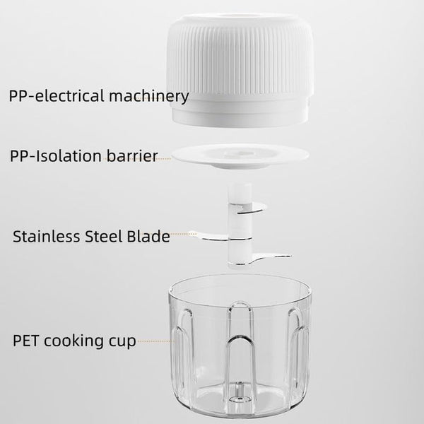 Electric Garlic Chopper, 250ML USB, Mini Vegetable Onion Chopper White Col5