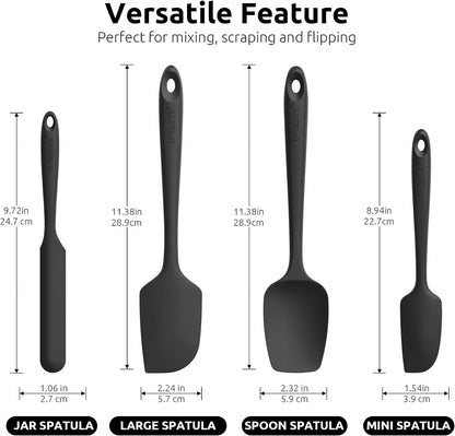 Silicone Spatula Set with 600 Degrees Fahrenheit Heat Resistant (Black)2