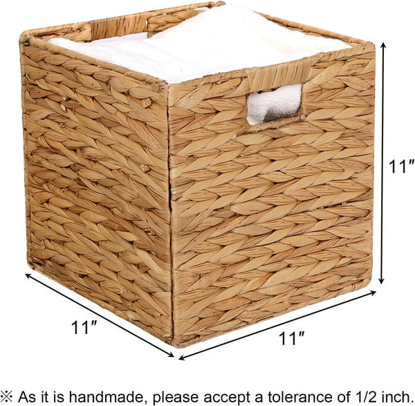11X11In Wicker Storage Baskets Set of 5 Collapsible Water Hyacinth Basket3