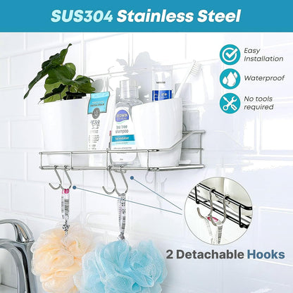 Adhesive Shower Caddy, Shower Shelf Organizer, SUS304, 2 Pack, Silver3
