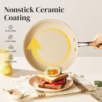 Ceramic Nonstick Cookware Set,14Pcs Pots and Pans Set Non Stick,Induction Cookware with Stainless Steel Handle,Non Toxic Kitchen Cooking Set,Dishwasher & Oven Safe,Pfas PFOA & PTFE Free3