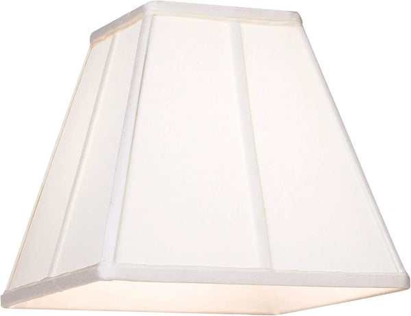 Pre-Assembled Nona Medium Ivory Square Tapered Shade 5.25X10X9 (Spider) | 5.25" Top X 10" Bottom X 9" High X 9" Slant Replacement for Table Lamps Classic Harp + Finial5