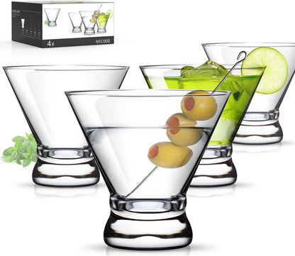 Martini Glasses Set of 4, 8Oz Coupe Cocktail Glasses for Margarita | Manhattan, Cosmopolitan, Espresso, Home Bar, Evening Parties, Birthdays, Housewarming Gift1
