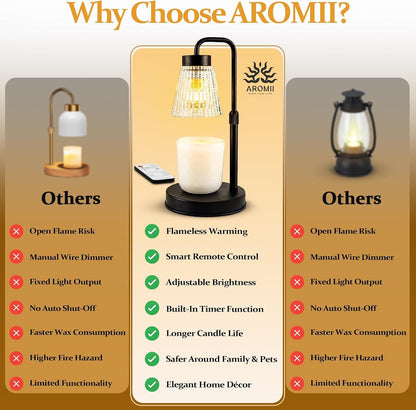 Candle Warmer Lamp with Timer & Wireless Remote Control – Dimmable 4-Level Adjustable Height Electric Wax Melt Warmer, Flameless Jar Light for Modern Minimalist Home Decor7